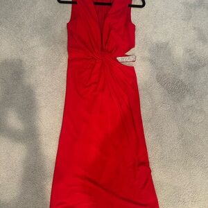 Halston Heritage One Shoulder Red Dress